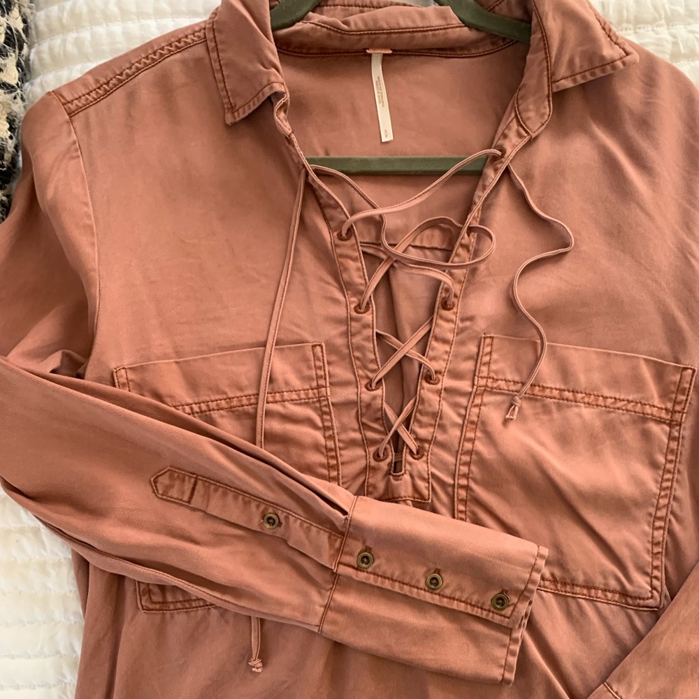 Free people western style lace up top